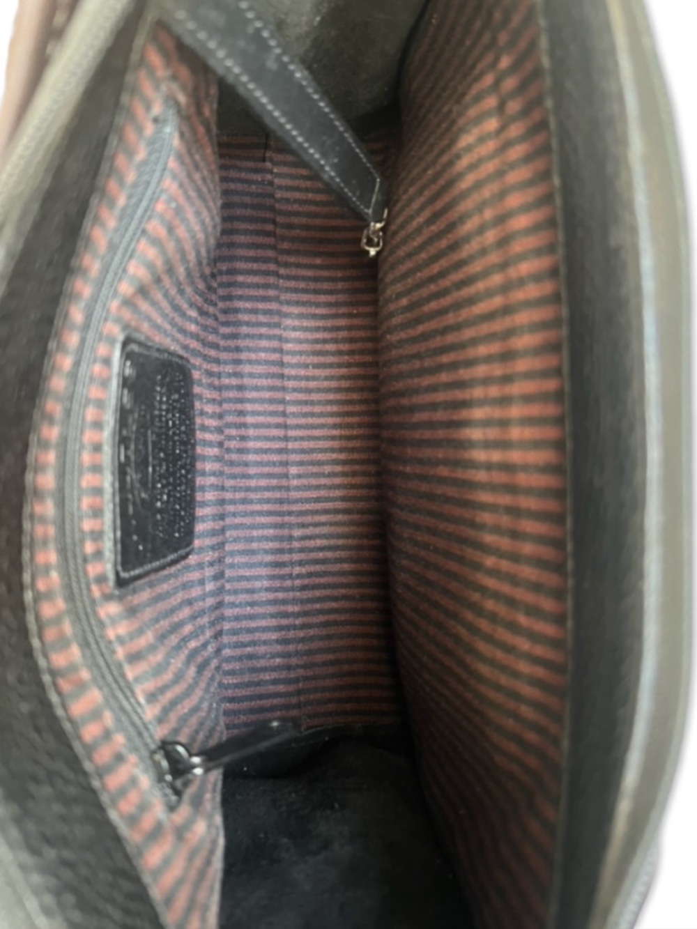 Brighton Collection Buckle Shoulder Bag Black and Tan with Croc Embossed Accents - Picture 9 of 15